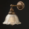 Antique Brass Straight arm wall sconce medium fluted holophane shade