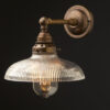 Antique Brass Straight arm wall sconce holophane dish shade