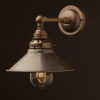 Antique Brass Straight arm wall sconce rustic steel shade