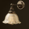 Bronze Straight arm wall sconce fluted bell holophane shade