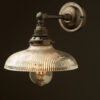 Bronze Straight arm wall sconce holophane dish shade