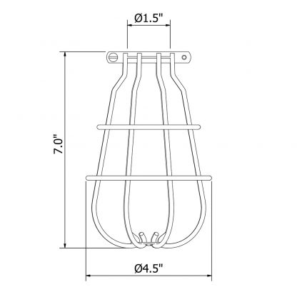 Enclosed Light Bulb Cage Fitting dimensions