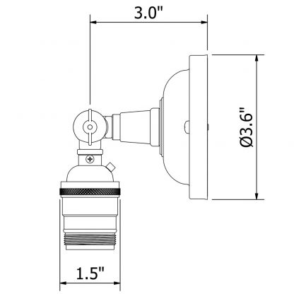 Brass Wingnut Wall sconce E26 socket dimensions
