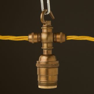 Antique brass E26 Festoon Socket with hook UNO Thread