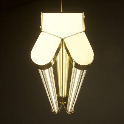 Polished Brass Art Deco Twin LED Tube Light clear end