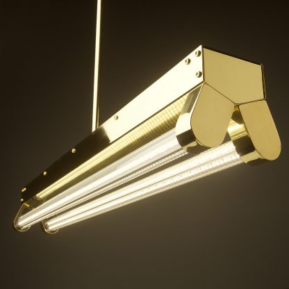 Polished Brass Art Deco Twin LED Tube Light clear hero