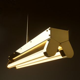 Polished Brass Art Deco Twin LED Tube Light translucent hero