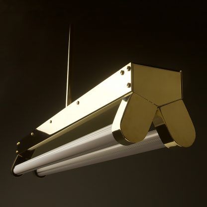 Polished Brass Art Deco Twin LED Tube Light translucent off