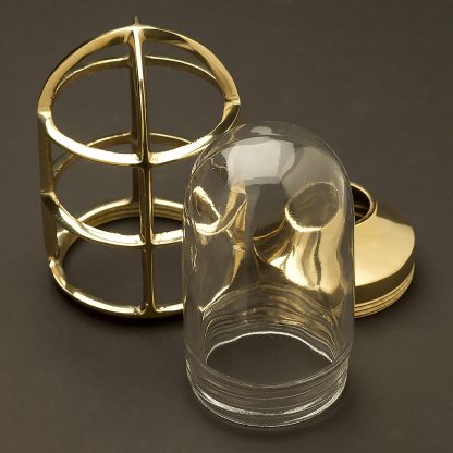 Solid brass water proof light globe cage and glass cover