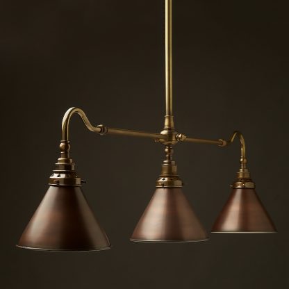 Antique Brass single drop Billiard Table Light bronze cone