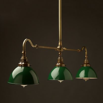 Antique Brass single drop Billiard Table Light green dome
