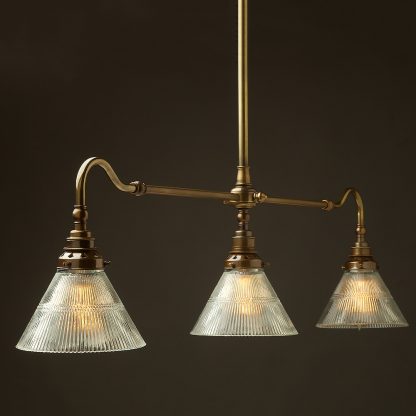 Antique Brass single drop Billiard Table Light holophane cone