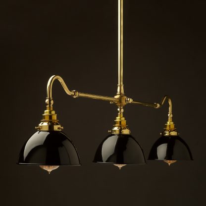 Polished Brass single drop Billiard Table Light black dome