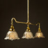 Polished Brass single drop Billiard Table Light fluted holophane