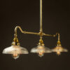 Polished Brass single drop Billiard Table Light holophane dish