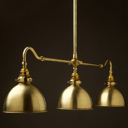 Polished Brass single drop Billiard Table Light brushed brass dome