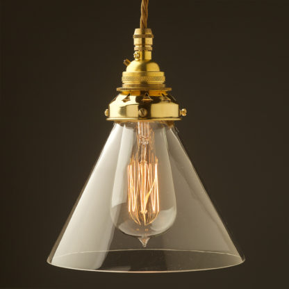 Clear glass coolie Pendant New Brass