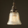 Small Bell shaped holophane glass Pendant Bronze