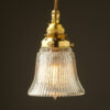 Small Bell shaped holophane glass Pendant New brass