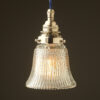 Small Bell shaped holophane glass Pendant Nickel