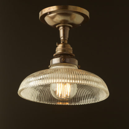 Antique Brass ceiling mount light holophane dish