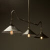 Plumbing Pipe Billiard table light raw steel with fixed antiqued steel shades