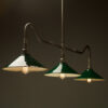 Plumbing Pipe Billiard table light raw steel with fixed green shades