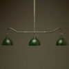 Plumbing Pipe Billiard table light raw steel with green dome shades