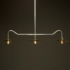 Plumbing Pipe Billiard table light galvanised with flat brass dome shades