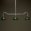 Plumbing Pipe Billiard table light galvanised with green dome shades