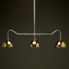 Plumbing Pipe Billiard table light galvanised with polished brass dome shades