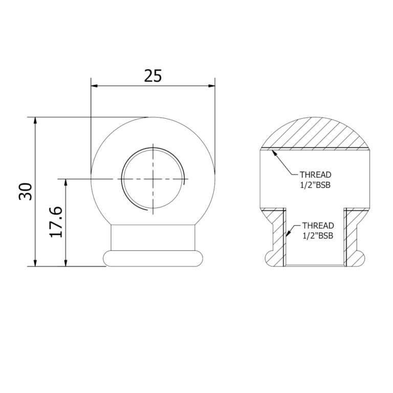 Cross tapped ball coupling 1/2″