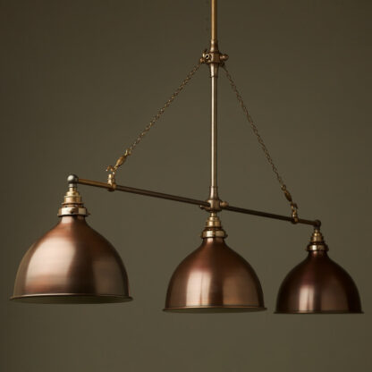 Antique Brass Single Drop Long Billiard Table Light bronze dome shades